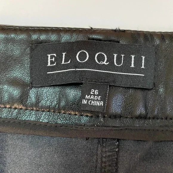 Eloquii Size 26 Pleat Front Faux Leather Ankle Pant Black Pockets No Belt - Picture 6 of 9
